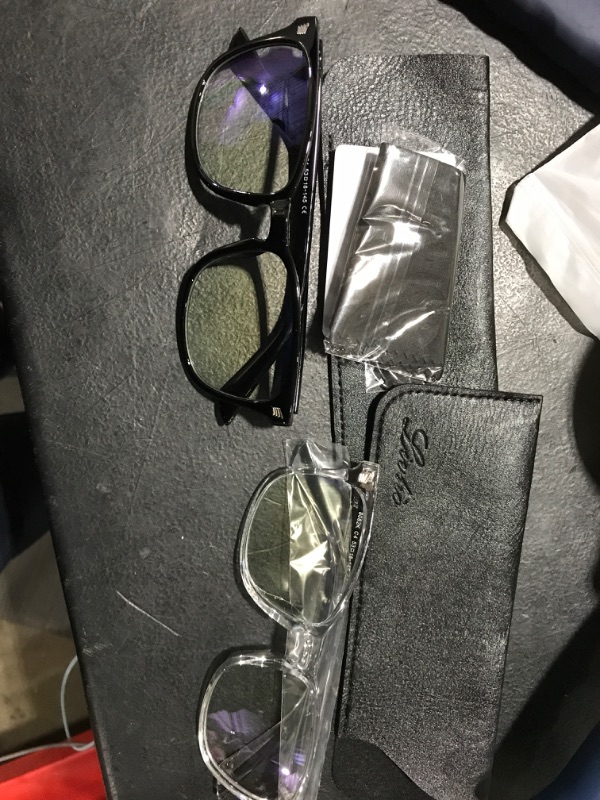 Photo 1 of livho 2 Pack Blue Light Blocking Glasses, Computer Reading/Gaming/TV/Phones Glasses for Women Men,Anti Eyestrain & UV Glare (Light Black+Clear)
