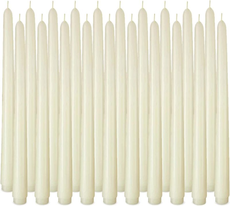 Photo 1 of Arosky 20 Pack Ivory Taper Candles, 7-8 Hours Burn Time, Unscented, Smokeless and Dripless, 4/5 x 10 Inch Dinner Candle Set for Household, Wedding, Party and Home Décor Candlesticks