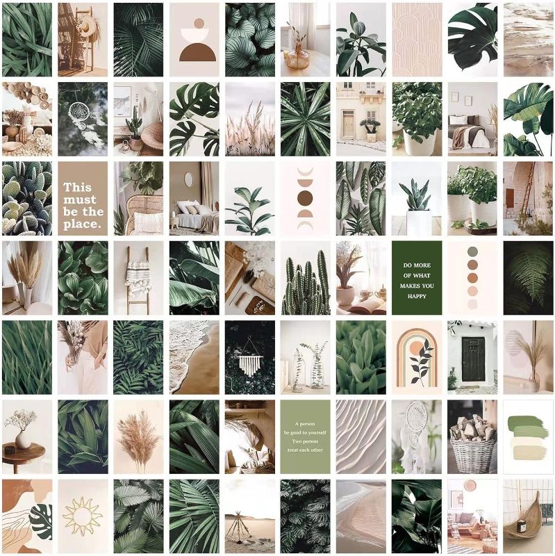 Photo 1 of LIIGEMI 70PCS Botanical Wall Collage Kit Aesthetic Pictures?Bedroom Decor for Teen Girls, VSCO Room Decor, Boho Trendy Decor Photo Collection?Double- Sided, 70 Set 4x6 Inch
