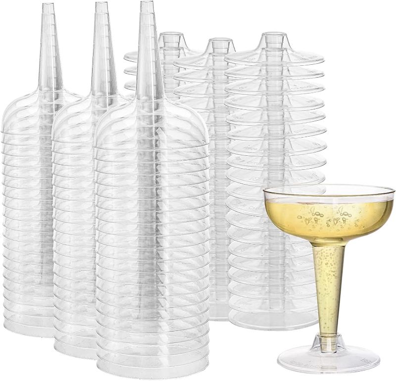 Photo 1 of Champagne Coupe, 4 Oz Champagne Glasses Cocktail Glasses, Disposable Party Stem Cups Dessert Cups for Martini, Margarita, Birthday, Wedding 