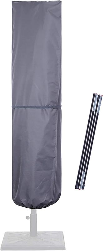 Photo 1 of SUPERJARE Patio Umbrella Cover with Rod for 7 to 11 Ft Umbrellas & 15 Ft Double-Sided Umbrellas, 600D Protective Waterproof Cover with Zipper, Gray