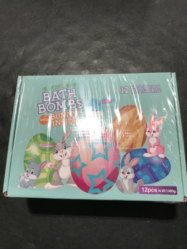 Photo 2 of 12 Pack Natural Organic Easter Egg Bath Bombs for Kids with Surprise Bunny Toy Inside, Fruity Scents, Gift Set for Birthday Easter and Christmas, Easter Basket Stuffers