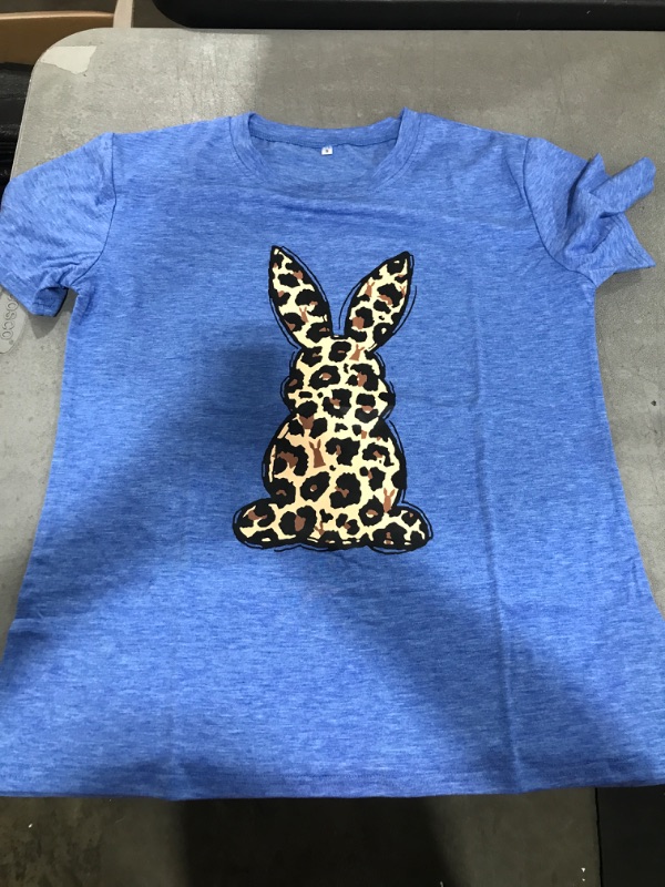 Photo 1 of Leopard Easter Bunny T-Shirt for Women Floral Striped Rabbit Shirts Easter T Shirs Cute Bunny Tee Tops Small
