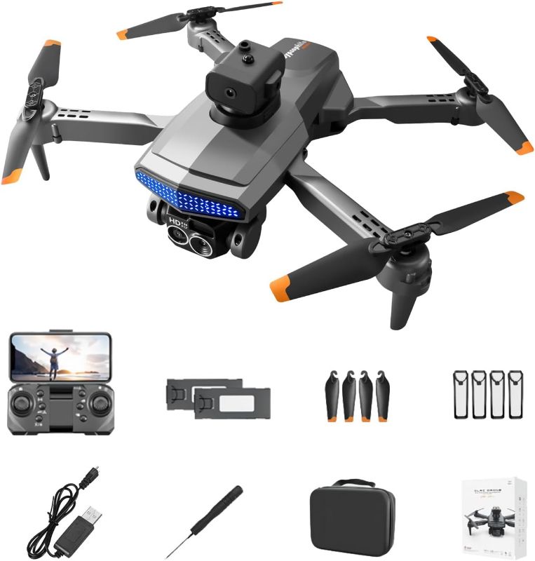 Photo 1 of Foldable Drone, UAV with Optical Flow Positioning, Electronically adjustable Dual Lens, Remote-controlled Quadcopter for Kids, Adults, Beginner, Double Batteries
