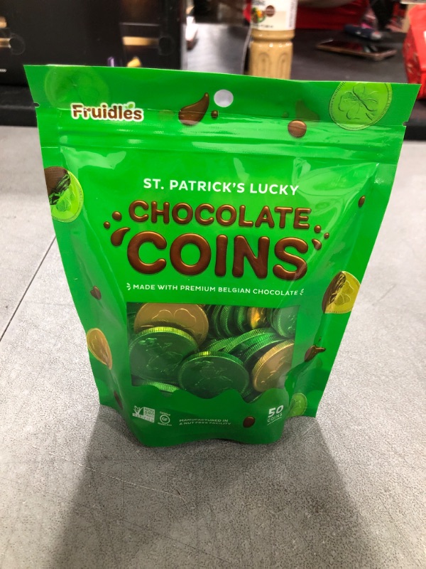 Photo 2 of Fruidles Saint Patrick's Day Chocolate Coins Green Coins, Belgian Nut-Free Milk Chocolate, Kosher Certified (50-Pack) Chocolate 50-Pack Best By 2026