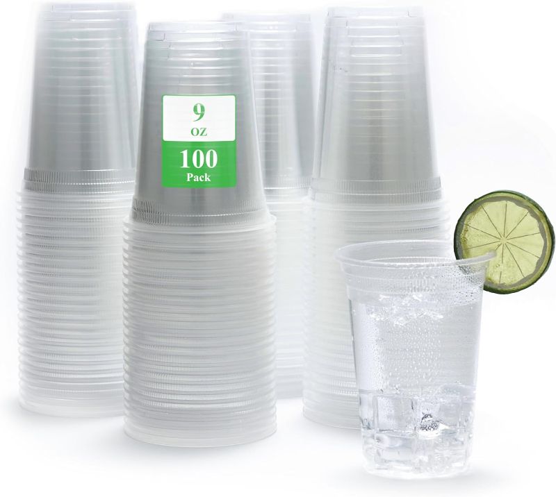 Photo 1 of Niidothai Clear Plastic Cups Set, Disposable Cups for Lced Coffee, Disposable Drinking Cups, Parties Picnics, Ceremonies, Any Events for Plastic Party Cups for Birthday Party (9 OZ, 50, Count)
