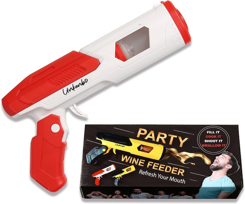 Photo 1 of UNKENBO Alcohol Shot Gun - New Party Game or Toy for Champagne Beer and Novelty Alcohol Gifts Party Drinking Accessories for Adults (Candy Red)
