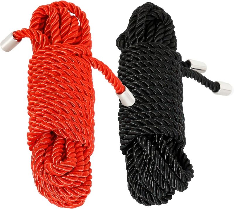 Photo 1 of 2-Pack Soft Cotton Rope Kit - Red Black Ropes for Play - Rope Set for Adults, Toys for Couples 17 Feet 6 mm
