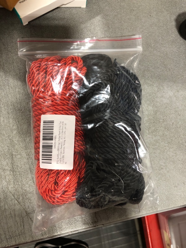 Photo 2 of 2-Pack Soft Cotton Rope Kit - Red Black Ropes for Play - Rope Set for Adults, Toys for Couples 17 Feet 6 mm
