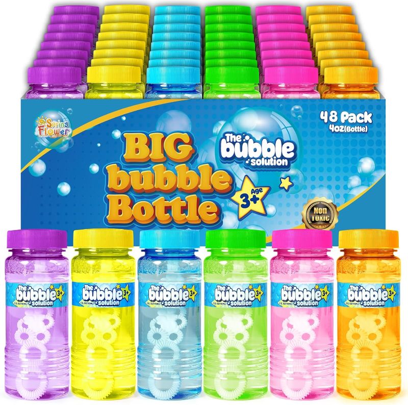 Photo 1 of 48 Pcs Bubble Bottles with Wand,Bubbles Party Favors for Kids,Summer Toys, Blow Bubbles Solution Novelty Toy, Party Favors, Birthday Party Supplies, Outdoor & Indoor Activity,4oz,6 Colors
