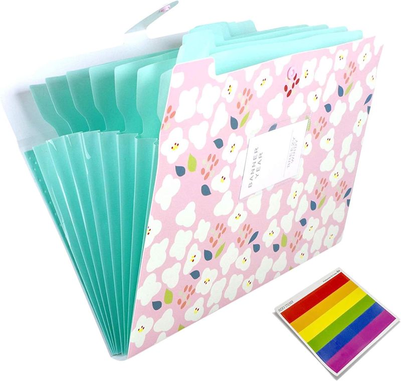 Photo 1 of Expanding Files Folder 8 Pockets A4 Accordion File Organizer,Index Accordion Binder High Capacity Expanding Document Folder for Business Office Study(Flower Pink) 