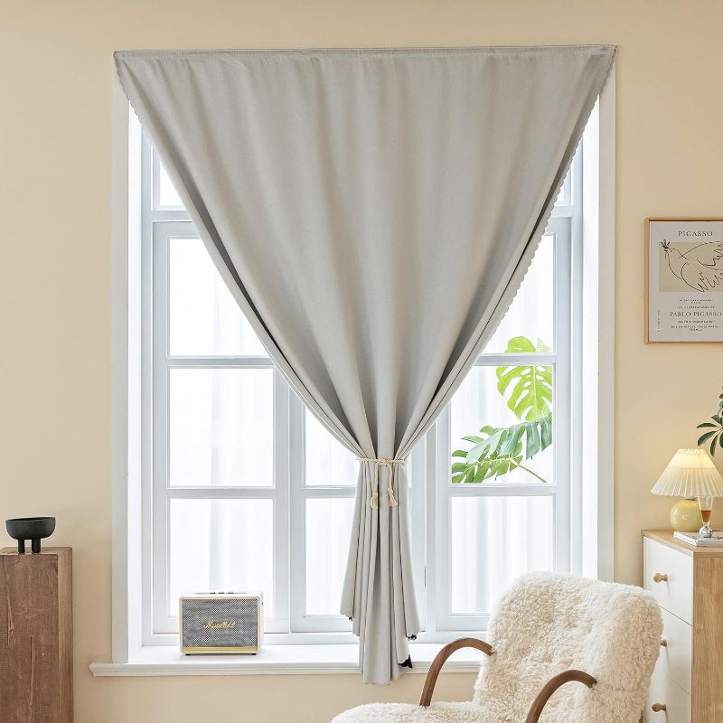 Photo 1 of Anytime Small Portable Curtains for Kitchen Room and Bedroom?Blackout Thermal Lnsulated Mini Windows Drapes 1 Panel (Light Grey 47W72L)