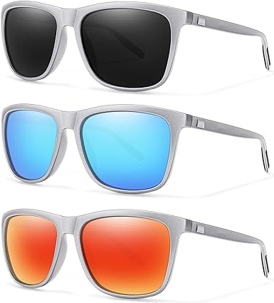 Photo 1 of BOTPOV Polarized Sunglasses for Men Women Mirror UV 400 Protection Lens Spring Hinge (3 Pack) 