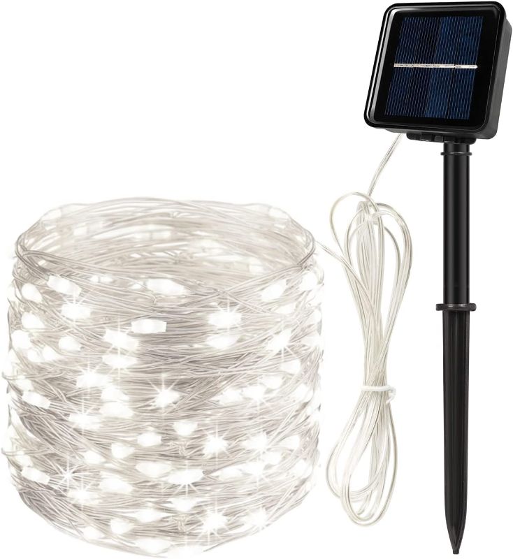 Photo 1 of MAEXUS Solar String Lights Outdoor, 72 Ft 200 LED Solar Fairy Lights Outdoor with 8 Modes, Christmas String Lights Solar Powered Waterproof for Christmas Patio Yard Trees Wedding (White)