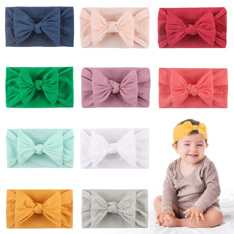Photo 1 of Tinabless Baby Bows Headbands (10PCS), Nylon Hairbands Hair Bow Valentines Day Hair Accessories for Baby Girls Newborn, Baby Shower Gifts
