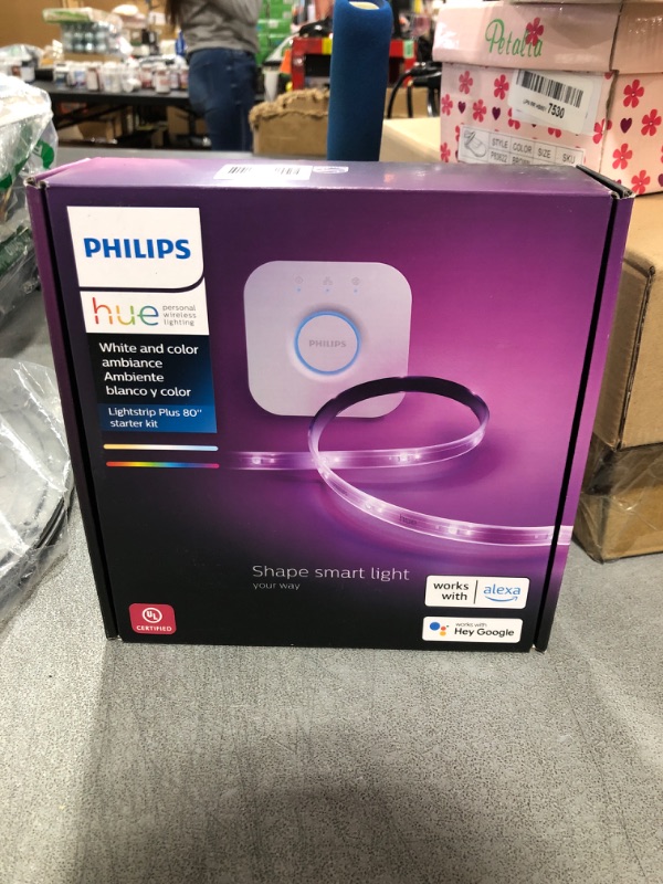 Photo 2 of Philips Hue Indoor 6-Foot Smart LED Light Strip Plus Base Kit - Color-Changing Single Color Effect - 1 Pack - Control with Hue App - Works with Alexa, Google Assistant and Apple HomeKit Single Color Base (6ft)