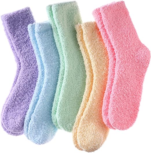 Photo 1 of LINEMIN Womens Fuzzy Socks Cozy Fluffy Winter Warm Slipper Socks Microfiber Soft Home Sleeping Socks
