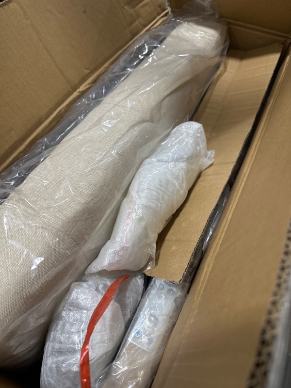 Photo 1 of Homestripe 24 Inch Modern Tufted Bedroom Storage Ottoman Bench, Linen Lift Top Upholstered Foam Padded Rectangular Footstool, Easy Assemble Ottoman,Beige 24 Inch Beige