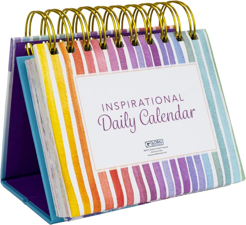 Photo 1 of  Motivational & Inspirational Perpetual Daily Flip Calendar Self-Standing Easel (Rainbow Stripe)
