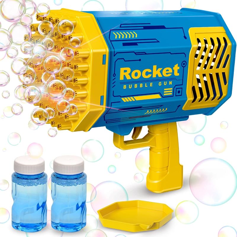 Photo 1 of Bubble , Bubble Machine Gun Colorful Light Toys with Bubble Solution for Kids and Adults, Bubble Maker for Summer Toys Outdoor Birthday Wedding Party, Blue
