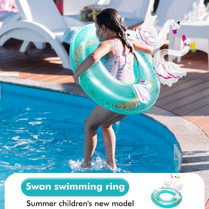 Photo 1 of 2 Pack Inflatable Swimming Ring, 36" & 24" Pool Float, Cute Pool Tubes with Glitters for Adults and Kids, Outdoor Pool Beach Water Floats Party Supplies, Kids Floaties for Swimming Pool
