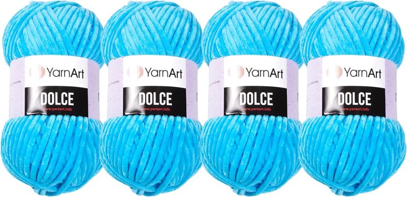 Photo 1 of Yarn Art Dolce Yarn 100% MicroPolyester Velvet Blanket Amigurumi Super Bulky :6 Baby Chenille Yarn (4 Skein, 758), 2 Skein
