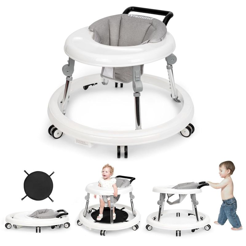 Photo 1 of Baby Walker Foldable with 9 Adjustable Heights, Baby Walkers and Activity Center for Boys Girls Babies 7-18 Months, Baby Walker with Wheels Portable Anti-Rollover
