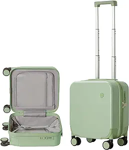 Photo 1 of 14 Inch Underseat Luggage Carry on Suitcase Free Boarding Personal Item, Mixi Spinner Wheels Hardshell Lightweight PC Suitcases for Short Travel, Avocado Green