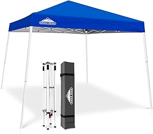 Photo 1 of EAGLE PEAK 10x10 Slant Leg Pop-up Canopy Tent Easy One Person Setup Instant Outdoor Beach Canopy Folding Portable Sports Shelter 10x10 Base 8x8 Top (Blue)