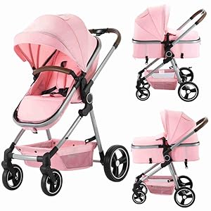 Photo 1 of Baby Stroller 2 in 1 Standard Bassinet Stroller Carriage Infant Toddler Girl Boy Coches para Bebes Modernos Lightweight Foldable Travel Stroller for Newborn Toddler Pram Convertible Stroller