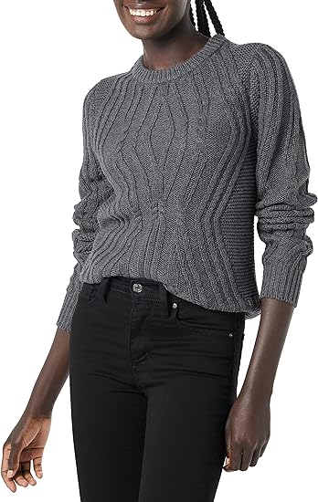 Photo 1 of Amazon Essentials Women's 100% Cotton Crewneck Cable Sweater
