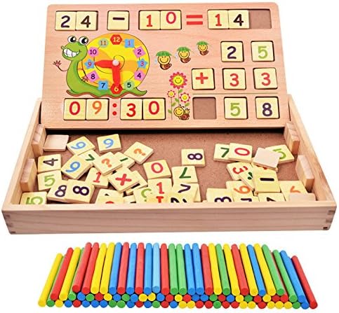 Photo 1 of 100PCS Wooden Number Sticks + 70PCS Bricks Blocks Maths Mathematics Counting Educational Toy + Snail Clock Teaching Time Learning for Kid Child Maths Early Education Learning
