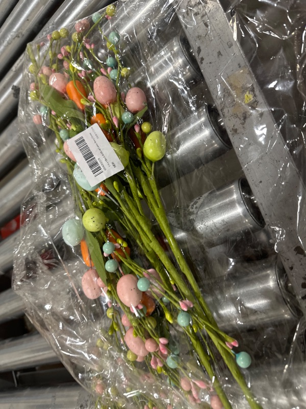 Photo 2 of 5 Pcs 18 inch Easter Decorations Easter Flowers Stems with Eggs and Carrot, Artificial Spring Floral Colorful Easter Berry Picks Branches for Easter Home Vase Arrangement Table Centerpieces