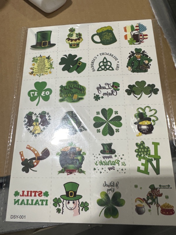 Photo 2 of 192Pcs St.Patricks Day Tattoos - 48 Glitter Design with Shamrock Tattoos for Kids and Adults
