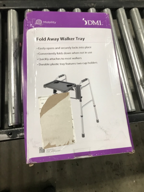 Photo 2 of DMI Walker Tray, Rollator Tray, Mobility and Walker Accessory Tray Table Fits Most Standard Walkers, Folding with Two Cup Holders and Tool Free Assembly, 16 x 11.8
