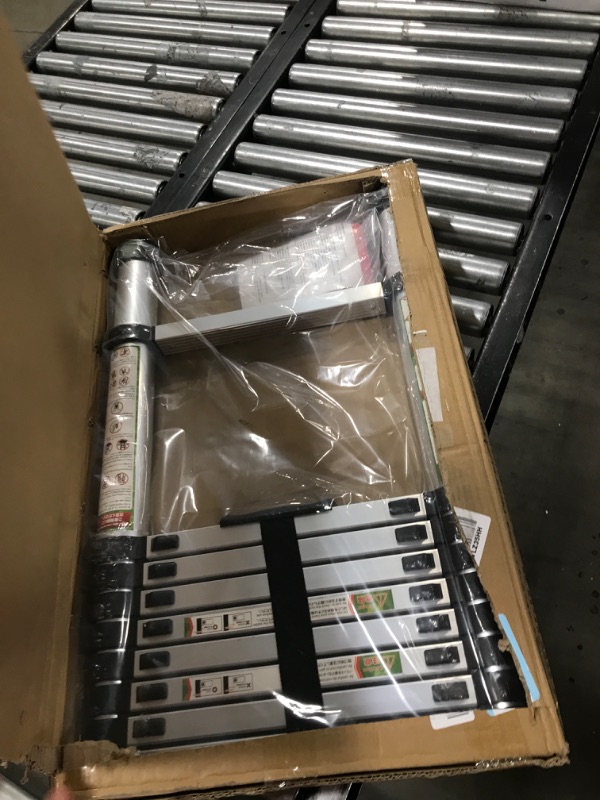 Photo 1 of Telescopic Ladder, 8.5FT RIKADE Aluminum Telescoping Ladder with Non-Slip Feet and Stable Hook, Portable Extension Ladder for Household and Outdoor Working, 330lb Capacity Aluminum 2.6m/8.5FT