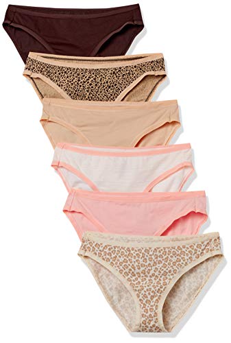 Photo 1 of Amazon Essentials Women's Cotton Bikini Brief Underwear, Pack of 6, Leopard, Medium
