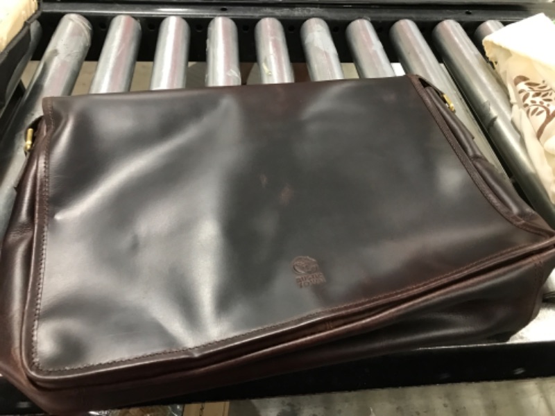 Photo 2 of Leather Messenger Bag for Men 16" Full Grain Leather Laptop Bag Vintage Crossbody Office Satchel Travel Shoulder Bag 