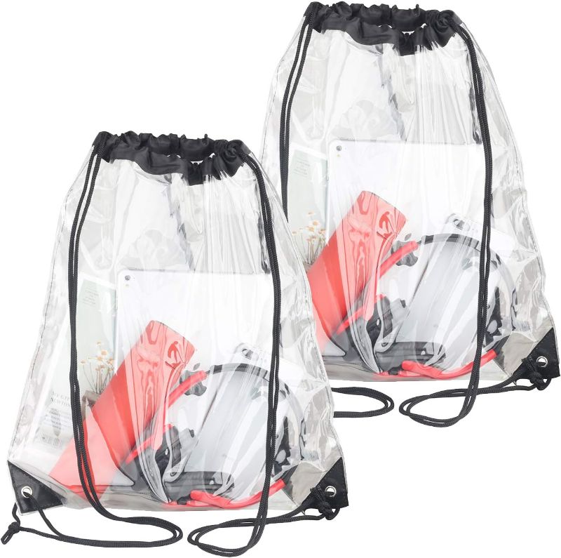 Photo 1 of HAOGUAGUA 2 Pieces Clear Drawstring Bags, Waterproof Small Clear Bag for Stadium Colleges Sport Event Work Concert Security Approved 