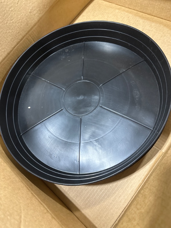 Photo 2 of 16 Inch Large Plant Saucers, Extra-Deep 2.3 in Black Drip Trays for Flower Pot, Heavy Duty Drainage Tray for Indoors No Holes, 4 Pack Plastic Planter Plate Water Catcher for Pots Base 12 13 14 in 16in (4 Pack) Black