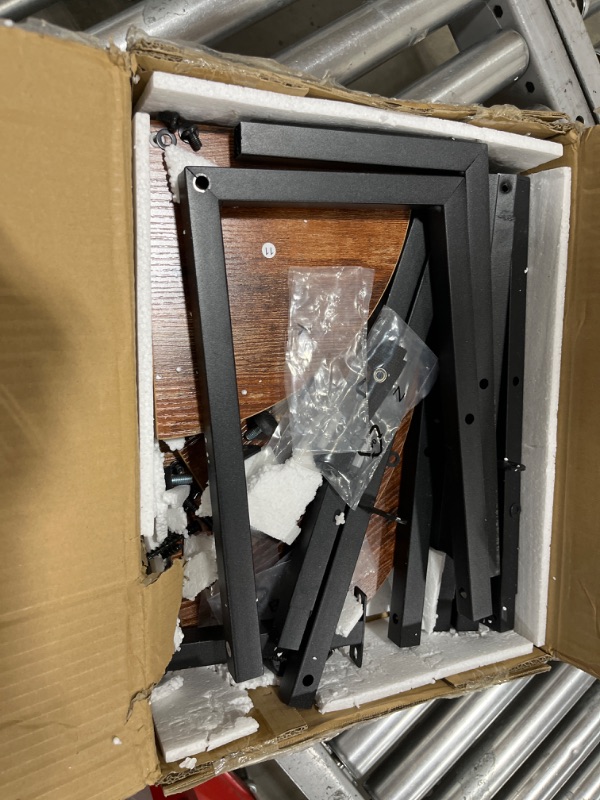 Photo 1 of Yoobure 4-Tier Corner Bookshelf with Metal Frame - Ladder Display Shelf for Bedroom and Living Room, Tall Wood Corner Bookcase and Plant Stand 4 Tier Berry Brown