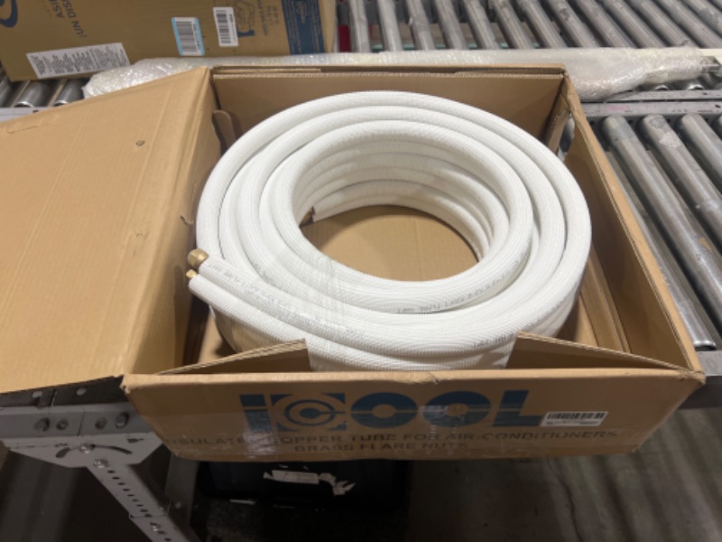 Photo 2 of ICOOL 50 Ft. Mini Split Line Set, 1/4" & 3/8" O.D. Twin Copper Pipes, 3/8" Thickened PE Insulated Coil Copper Line with Nuts for Air Conditioner HVAC Refrigeration and Heating Equipment 50 Ft. 1/4" & 3/8"