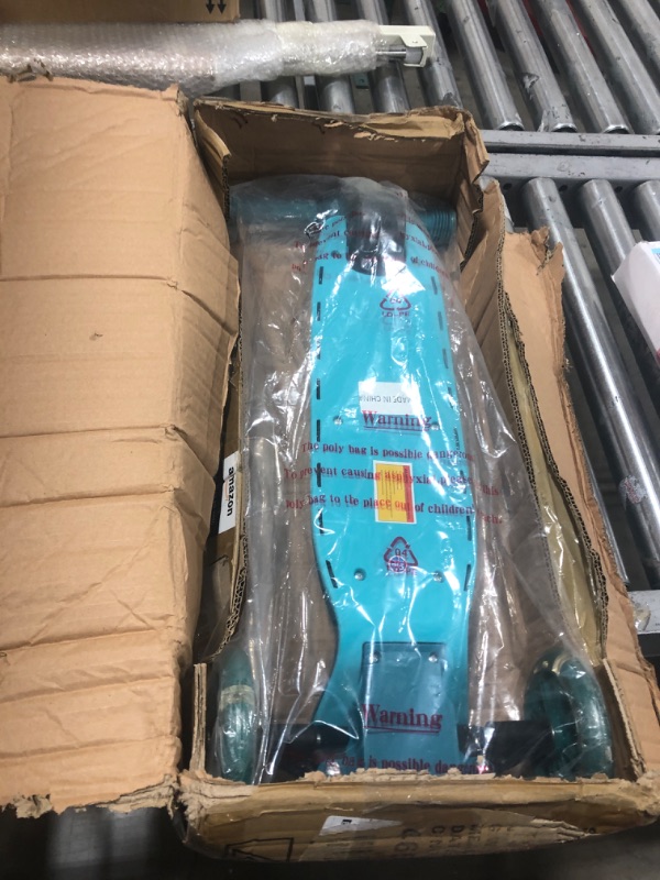 Photo 1 of Kick Scooter for Kids, Wheel with Brake, Adjustable Height Handlebar, Lightweight, Aged 3-10, Wide Standing Board Green Foldable