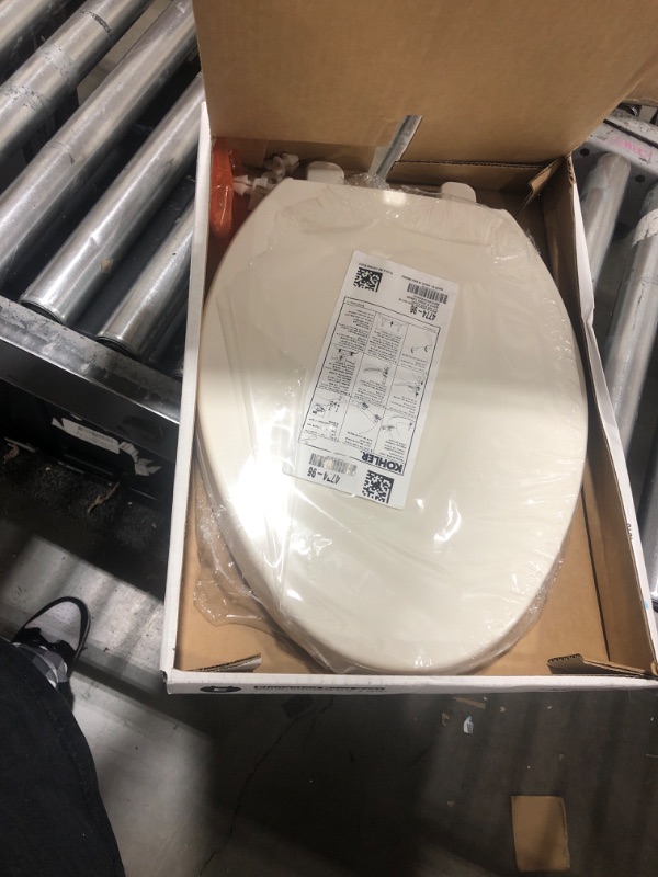 Photo 2 of KOHLER K-4774-96 Brevia Elongated Toilet Seat with Quick-Release Hinges and Quick-Attach Hardware for Easy Clean in Biscuit Biscuit Elongated Toilet Seat