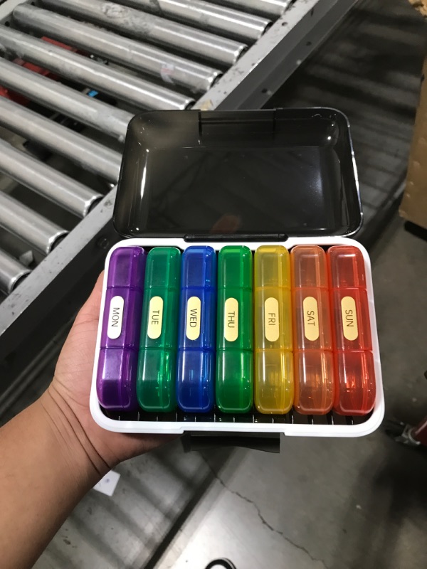 Photo 2 of YUSHAN Travel Pill Organizer 3 Times a Day Weekly, Pill Box Contains 7 Cute Medicine Organizer, Premium Material & BPA-Free Pill Case to Storage Vitamins/Fish Oil/Supplements. Rainbow3t 3 Times a day [Weekly]