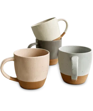 Photo 1 of Mora Ceramic Large Latte Mug Set of 4, 16oz - Microwavable, Porcelain Coffee Cups With Big Handle - Modern, Boho, Unique Style For Any Kitchen. Microwave Safe Stoneware - Assorted Neutrals