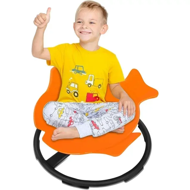 Photo 1 of 2024 NEW UPGRADED Kids Sensory Swivel Chair, Autism Sensory Chair, Body Coordination Training Chair, Spinning Chair for Autistic Kids, Small Space, Spin Seat, Metal Base, Non-Slip Design, Yellow