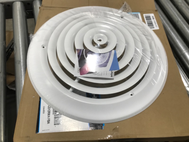 Photo 2 of 12" Round Ceiling Diffuser - Easy Air Flow - HVAC Vent Duct Cover [White] - [Outer Dimensions: 15.75"]