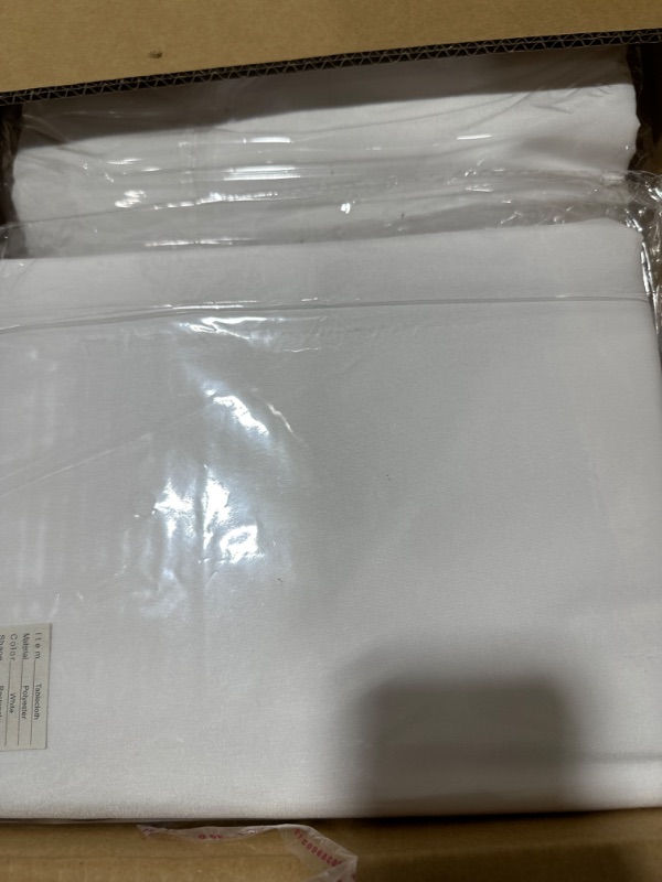 Photo 2 of 10 Pack White Tablecloth 60x126 Inch White Table Clothes for 8 Foot Rectangle Tables Stain and Wrinkle Resistant Washable Polyester Fabric White Table Cloth for Parties Wedding Banquet Dining Table White 60 x 126 In