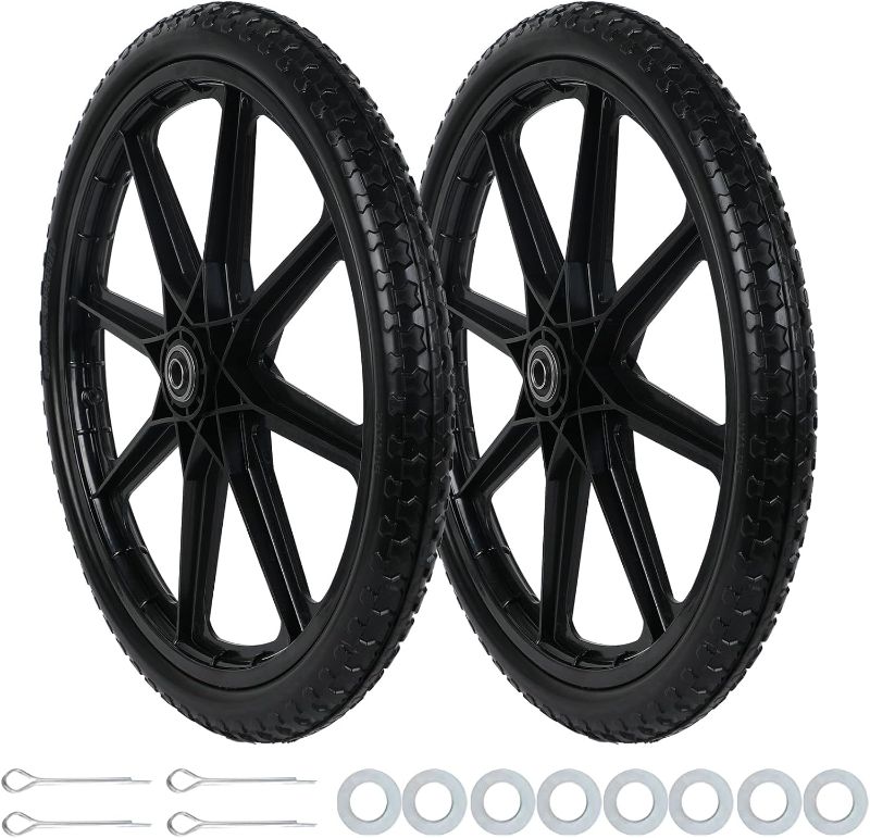 Photo 1 of 2 Pc 20" Flat Free Tires PU Non-inflated Tire Wheels, 20x2 Inch Tire 